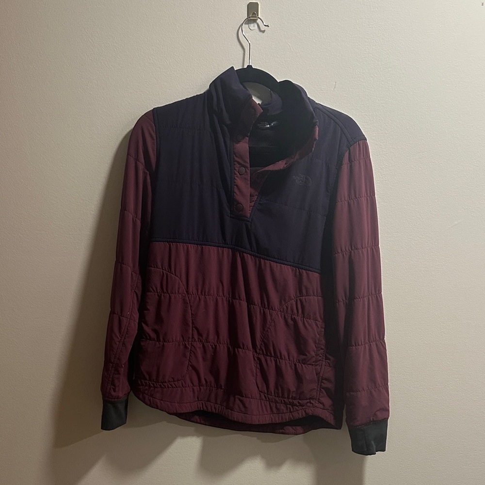 The North Face Burgundy and Black Quilted Pullover